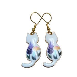 Cat Floral Design Earrings 